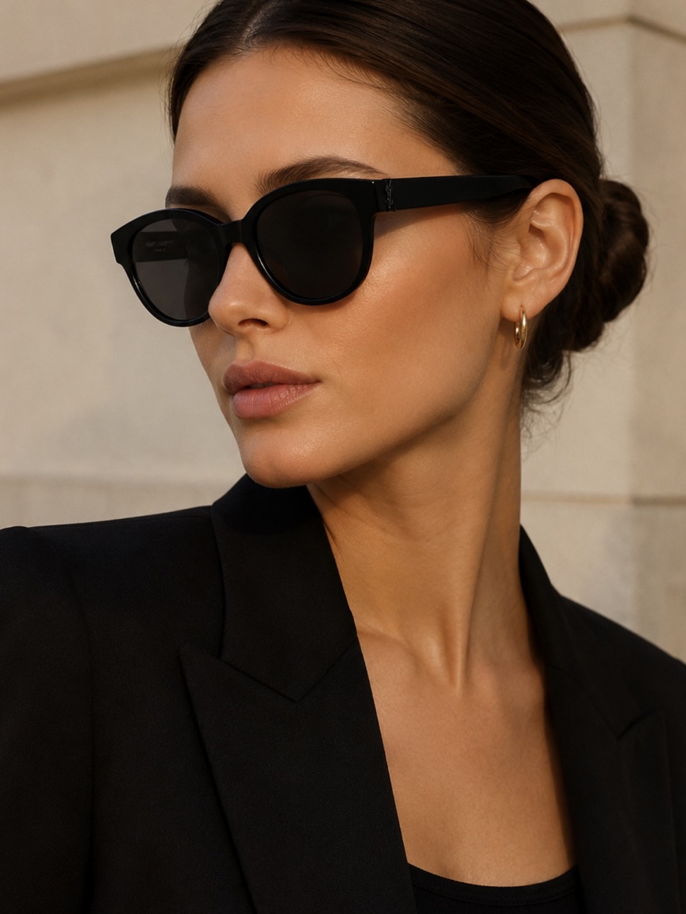 Yves Saint Laurent Black Cat-Eye Sunglasses for Women